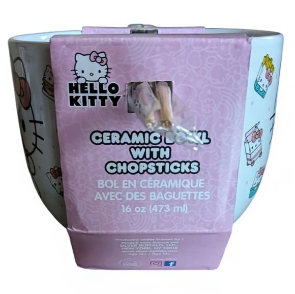 NEW Hello Kitty Ramen Noodles Bowl with Chopsticks - Picture 3 of 4
